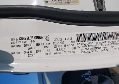 2012 Jeep Patriot Latitude z USA, uszkodzony, nr VIN 1C4NJRFB0CD630615